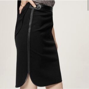 Loft Faux Leather Trim Shirttail Skirt